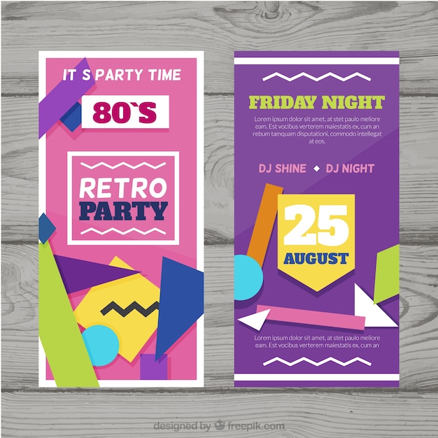 Retro party poster with geometric style