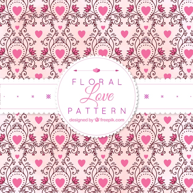 Retro pattern of hearts and ornaments