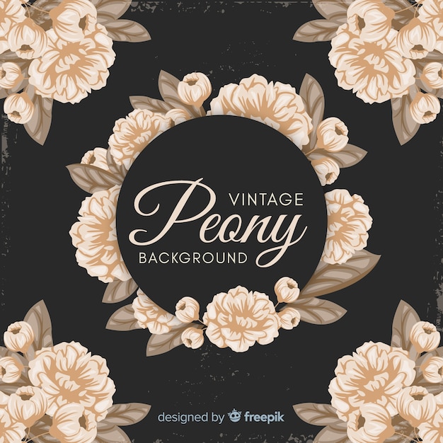 Retro peony flower background