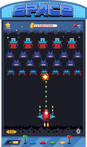 Free vector retro pixel space game interface