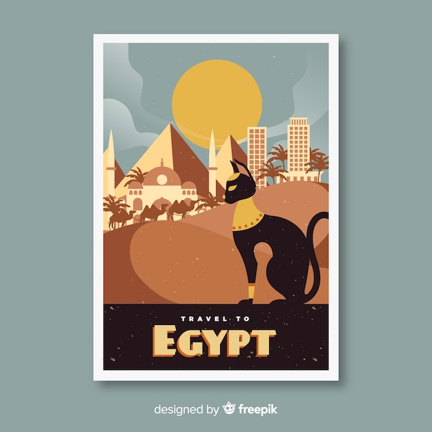 Retro promotional flyer of egypt template