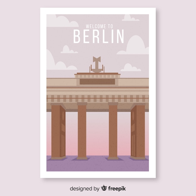 Free Vector retro promotional poster of berlin template