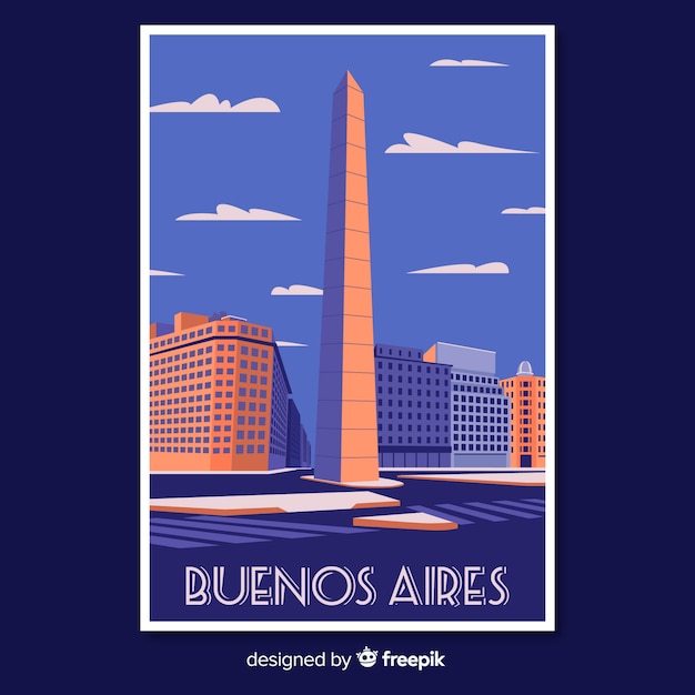 Free Vector retro promotional poster of buenos aires