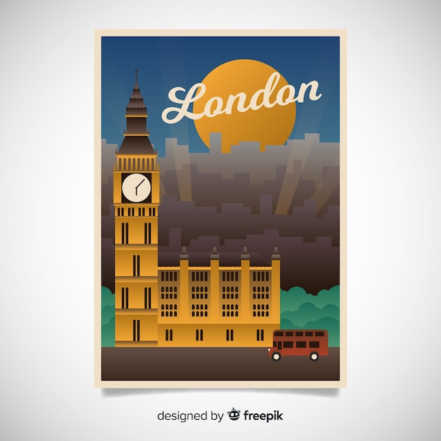 Free Vector retro promotional poster of a city template