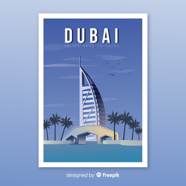 Free vector retro promotional poster of dubai template