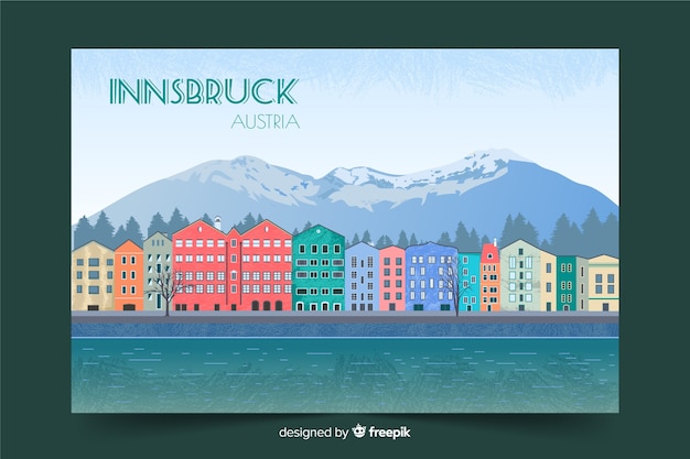 Free Vector retro promotional poster of innsbruck template