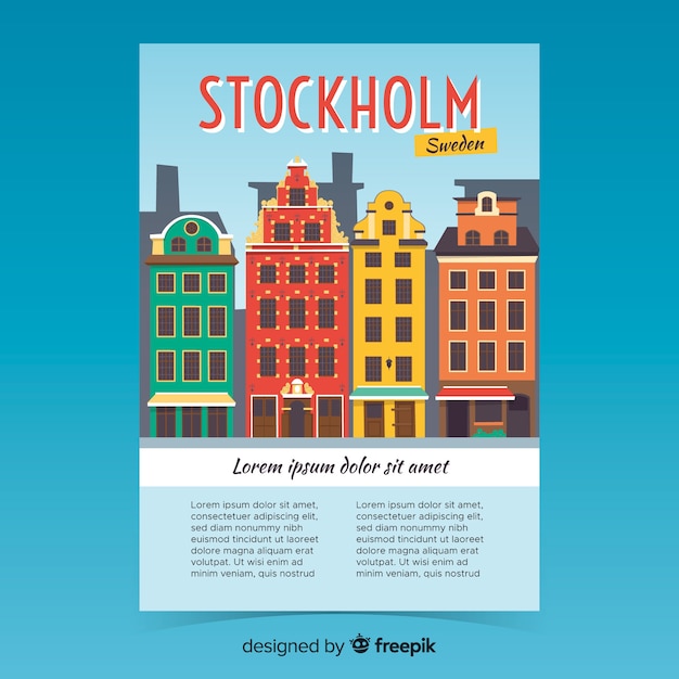 Free Vector retro promotional poster of stockholm template