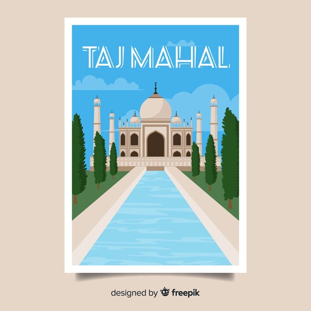 Retro promotional poster of taj mahal