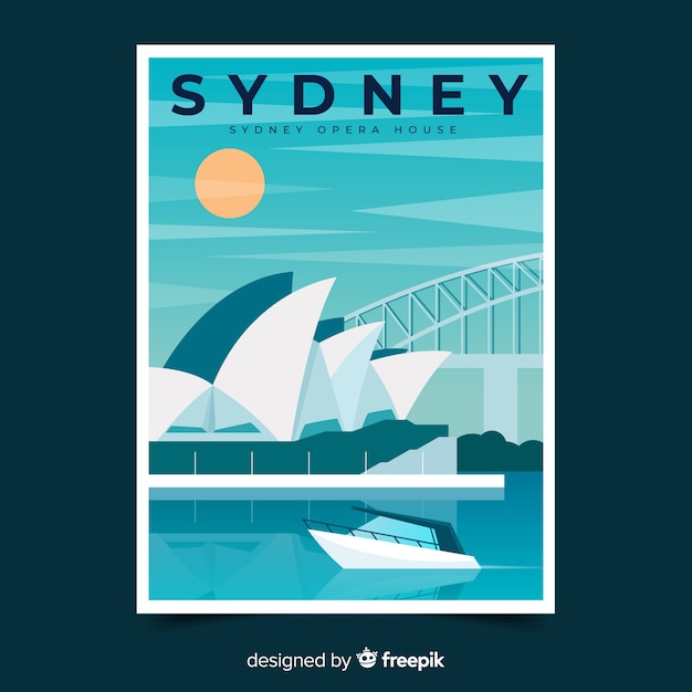 Retro promotional poster template of sydney