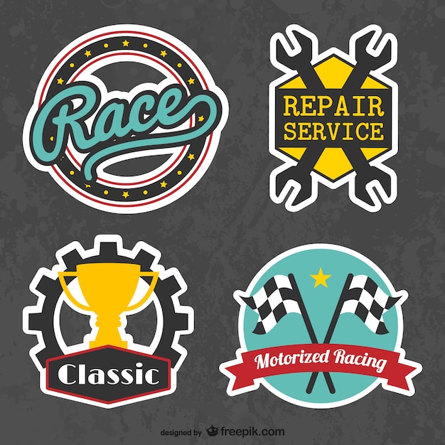 Free Vector retro racing stickers