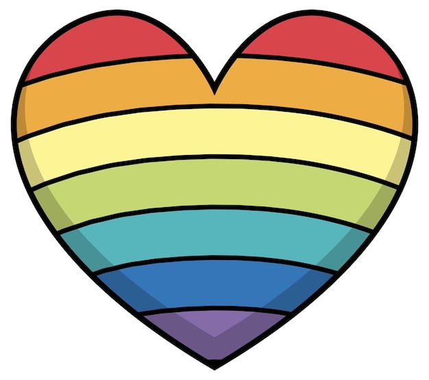 Retro rainbow heart isolated