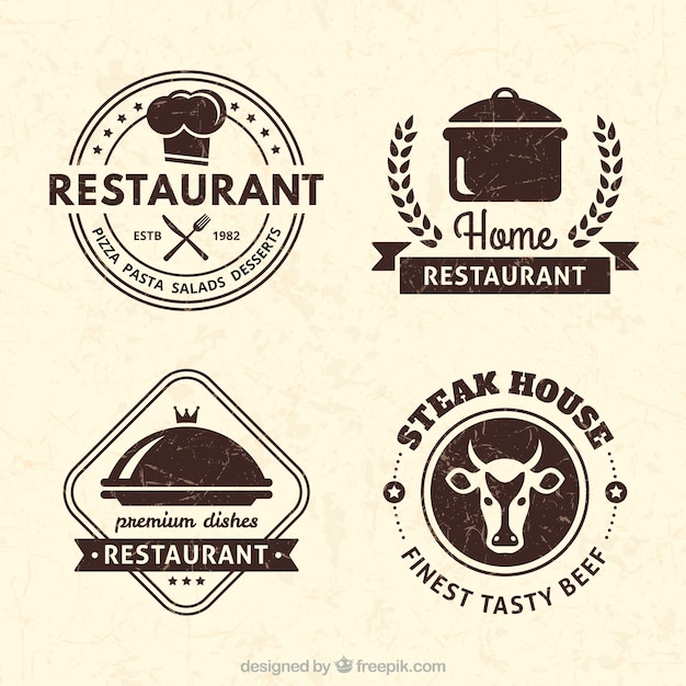 Retro restaurant badges collection