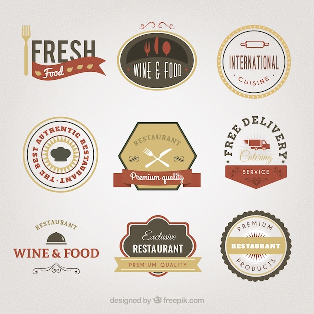 Retro restaurant badges