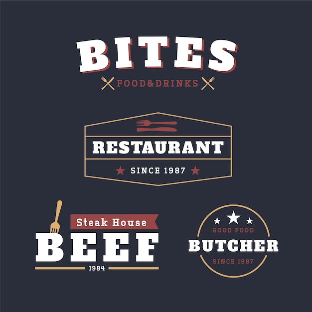 Free Vector retro restaurant logo set