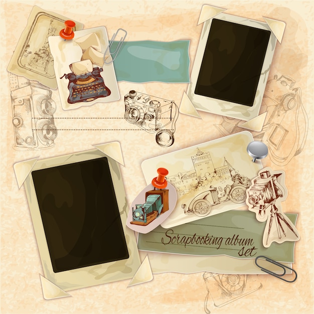 Free Vector retro scrapbooking set