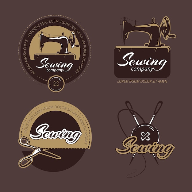 Retro sewing and tailoring logo, labels and badges set.