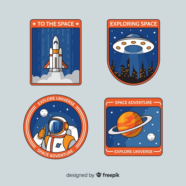 Retro space stickers pack