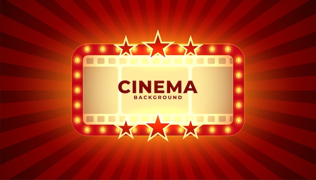 Retro style cinema background with stars and film reel