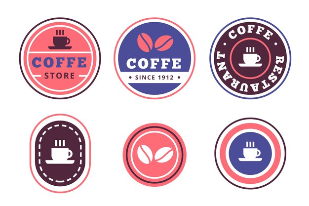 Retro style colorful minimal logo collection