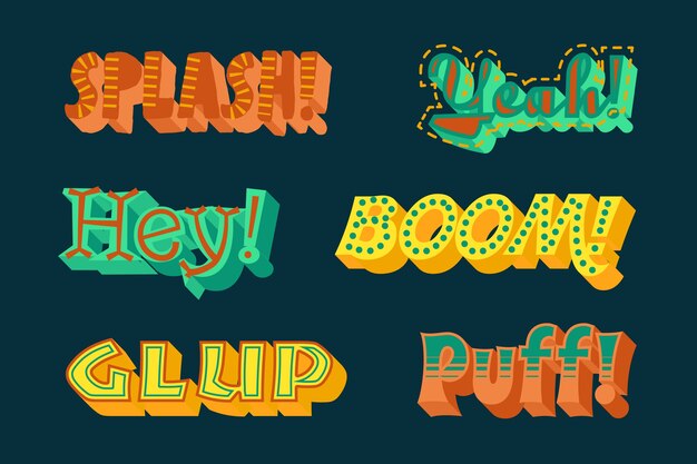 Retro style expressions lettering set