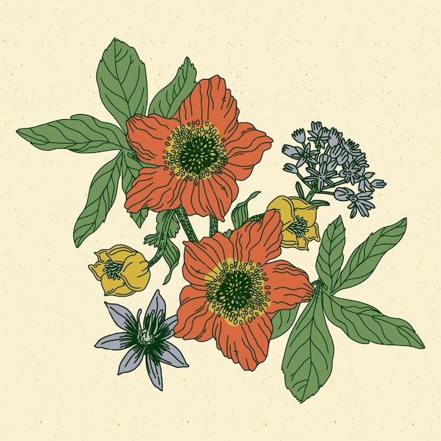 Free Vector retro style floral bouquet