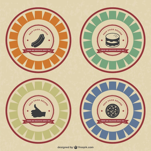 Free Vector retro style food badges