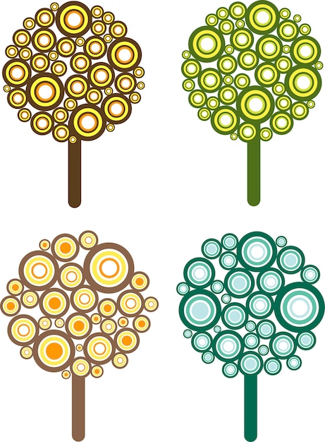 Retro styled tree illustrations