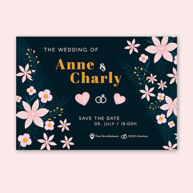 Retro template wedding invitation