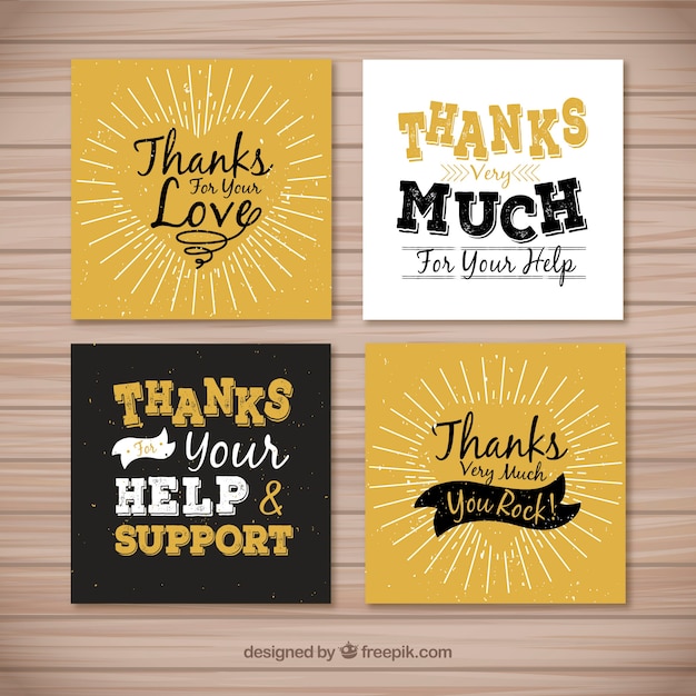 Free Vector retro thank you cards set