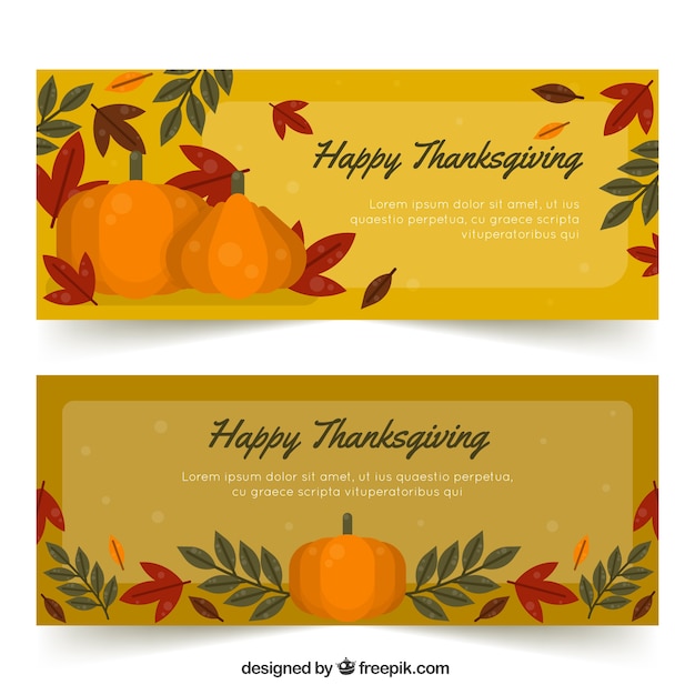 Free Vector retro thanksgiving banners