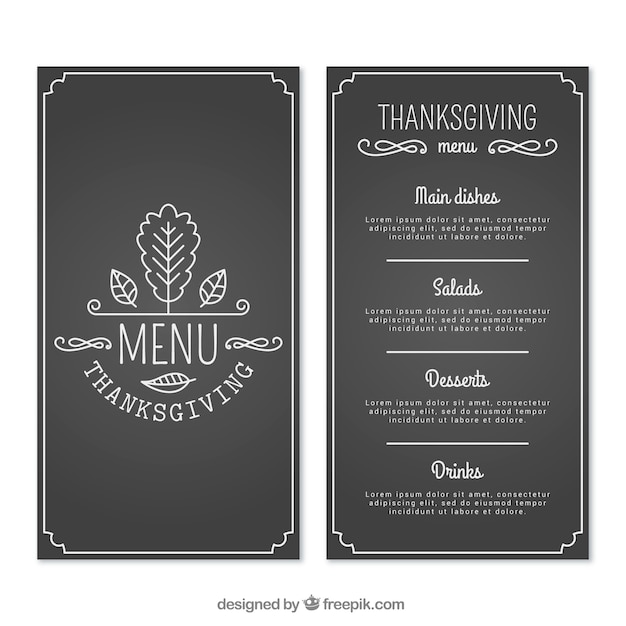 Retro thanksgiving menu on blackboard effect