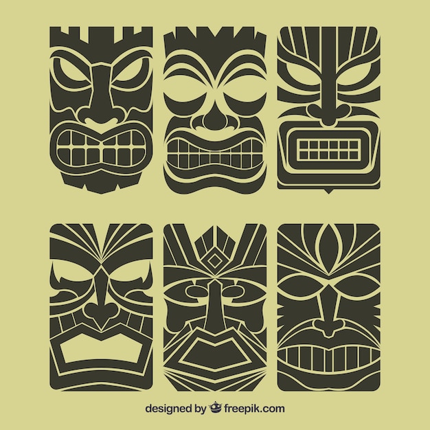 Retro tiki masks pack