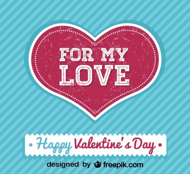 Free Vector retro valentine's day card for my love