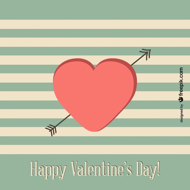 Free Vector retro valentine's day card with green stripes