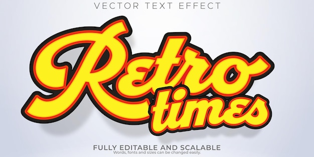 Free Vector retro vintage text effect editable 70s and 80s text style