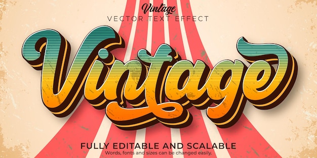 Free Vector retro, vintage text effect, editable 70s and 80s text style