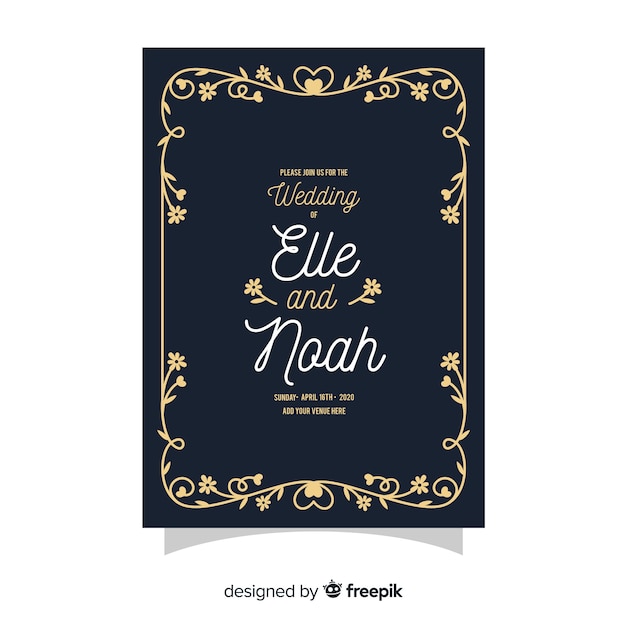 Free Vector retro wedding invitation template