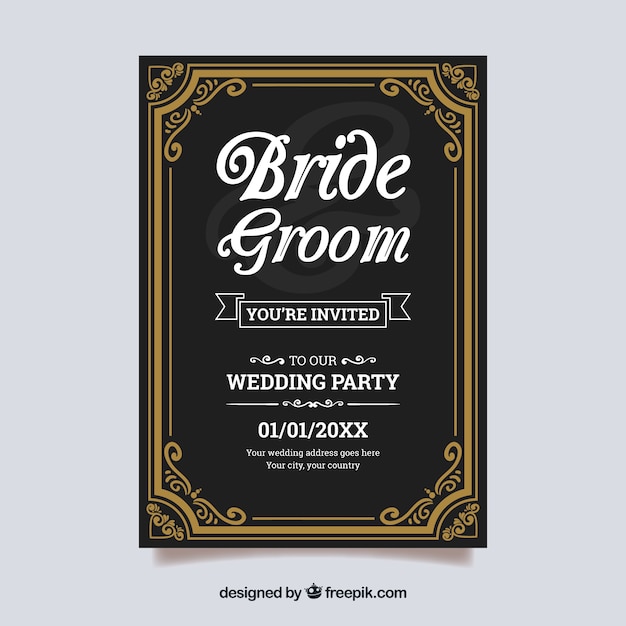 Retro wedding invitation template