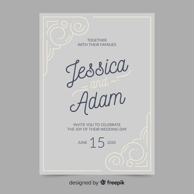 Retro wedding invitation template