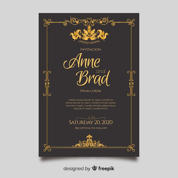 Retro wedding invitation template