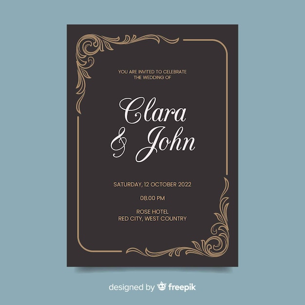 Retro wedding invitation template