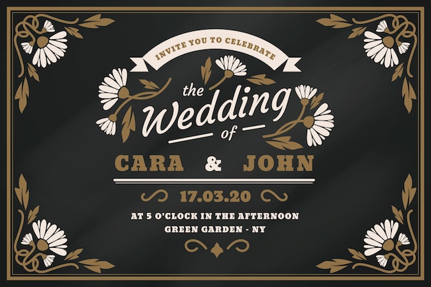 Retro wedding invitation template