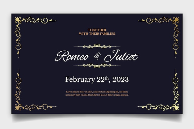 Retro wedding invitation template