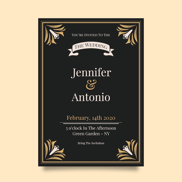 Retro wedding invitation