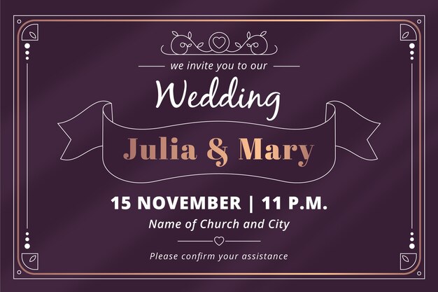 Retro wedding invitation