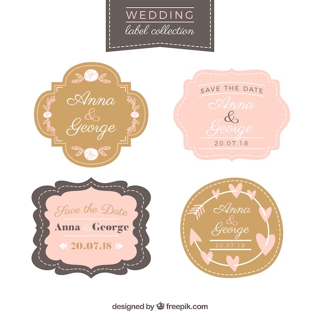 Retro wedding label pack