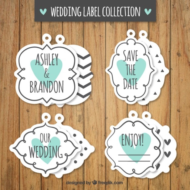 Free Vector retro wedding stickers pack