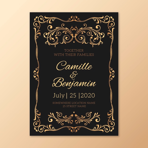 Retro wedding template invitation