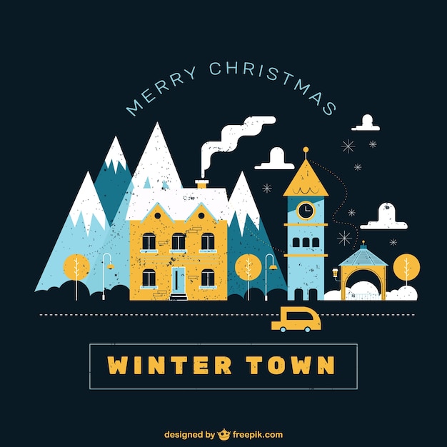 Free vector retro winter town