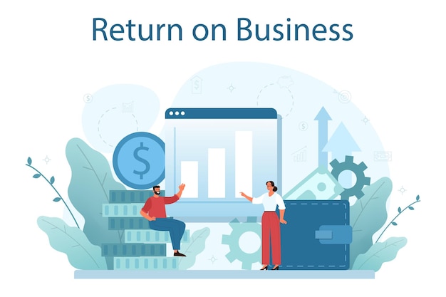 Free Vector return on business concept profitability of a business project idea of business success and financial growth commerce activity progress and increasing incomes flat vector illustration